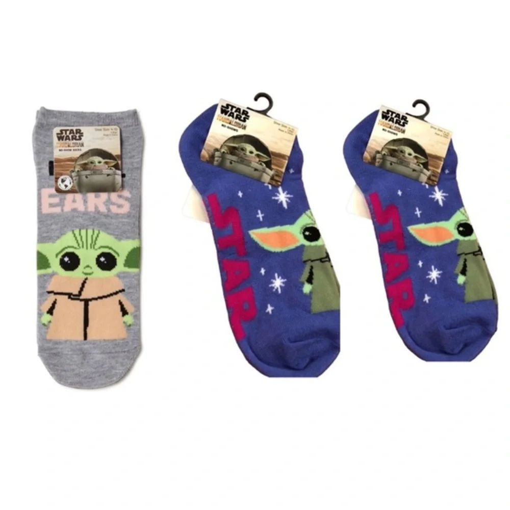 3pairs Gray‎ and Purple Star Wars The Mandalorian No Show Socks size 4-10 free